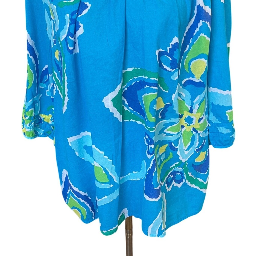 Old Navy Womens Floral Cotton Peasant‎ Top Size L 3/4 Sleeve Tropical Hawaiian - Picture 3 of 9